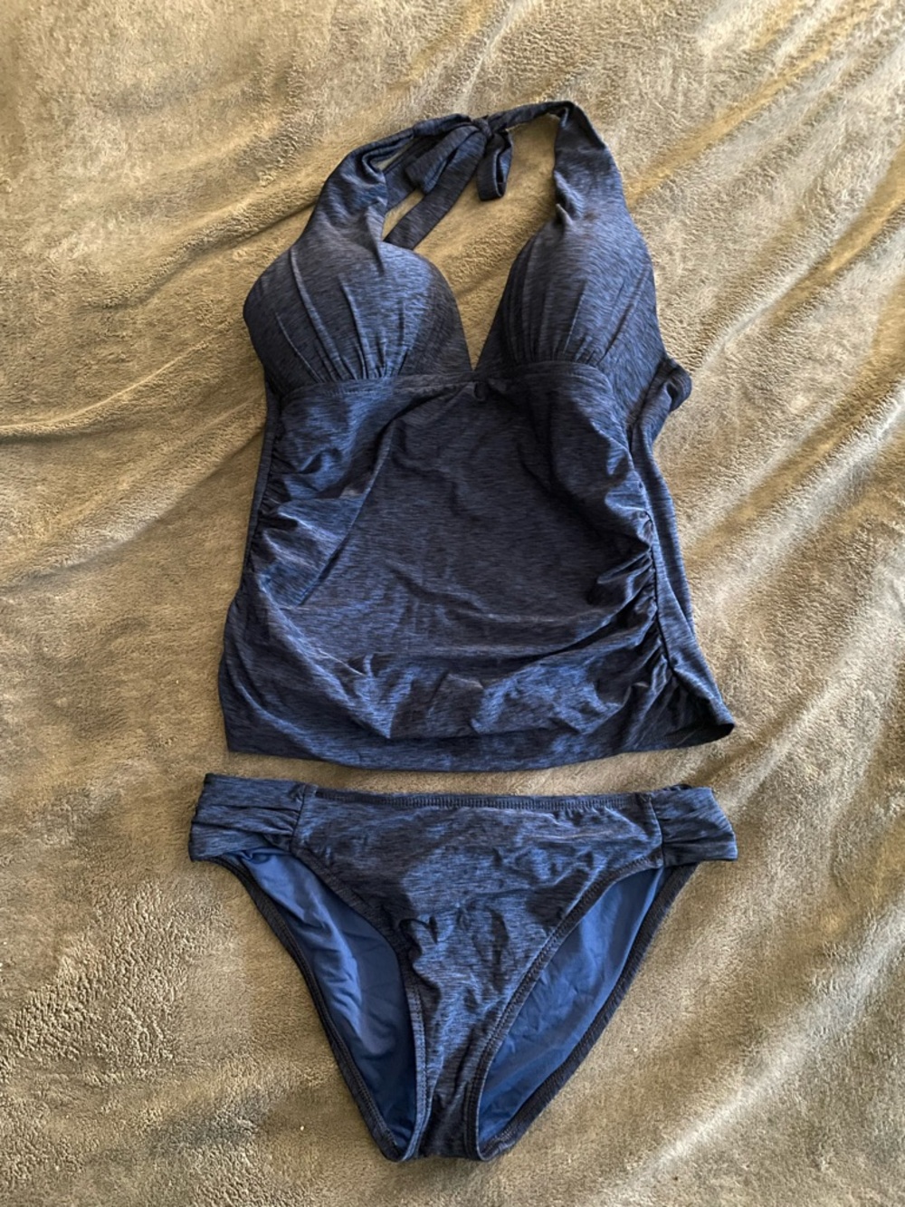 La Blanca Navy Blue Halter Tankini and Bikini Set NWOT